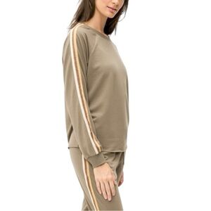 Olive Stripe-Trim Track Joggers Set